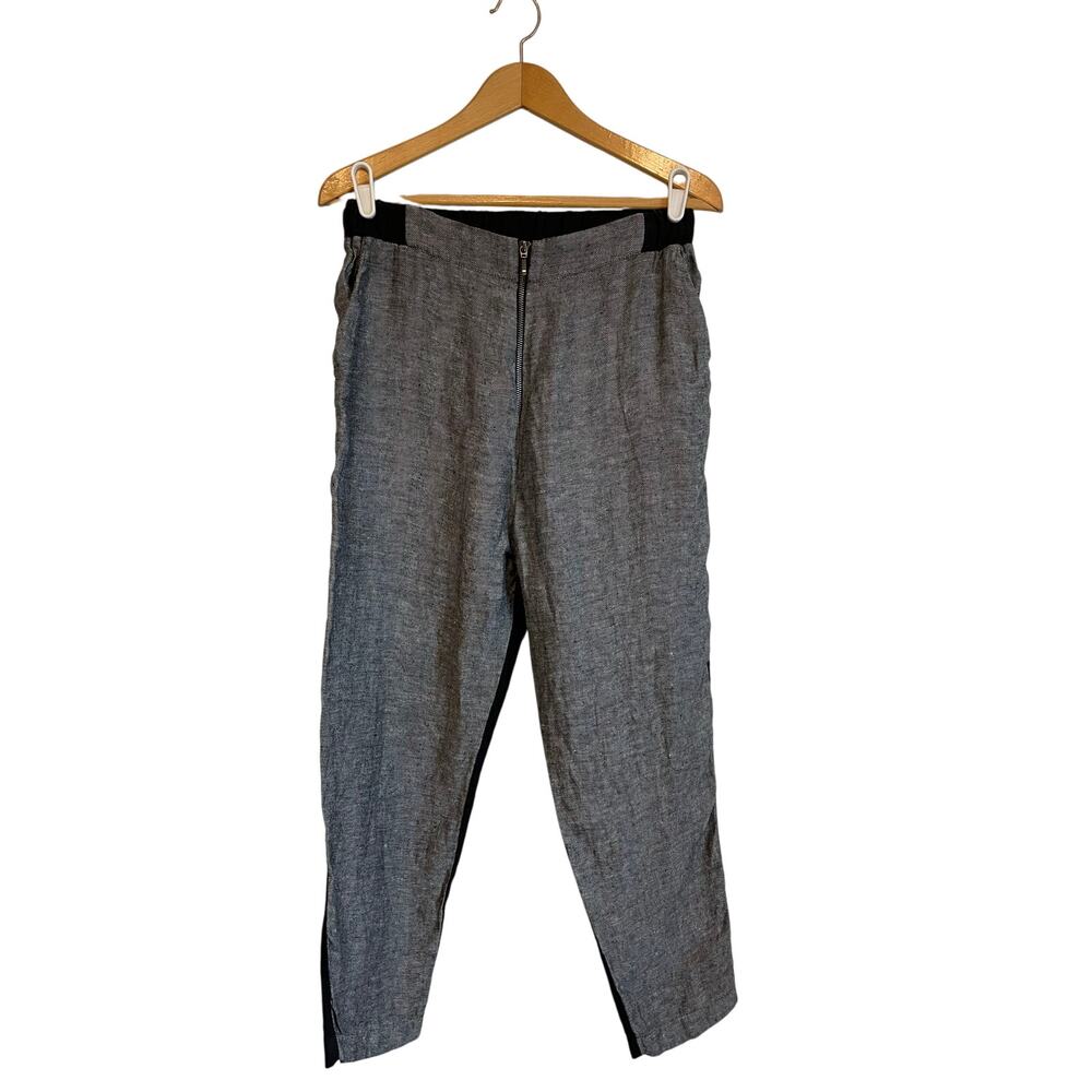 Kedziorek black gray pants tapered leg elastic waist casual pockets 38 US 8